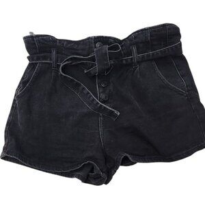 Paper Bag Waist AE Size 8 Shorts Black High Rise Button Front Tie‎ Belt Casual
